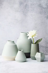 Geometric bamboo fiber vase sage green 10.8x9.5x8cm