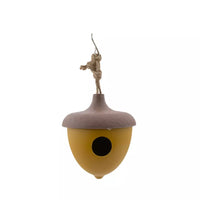 Vogelhuisje uit bamboevezel eikel okergeel
