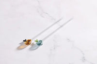 Set of 2 straws with fish made of borosilicate glass and brush 20cm