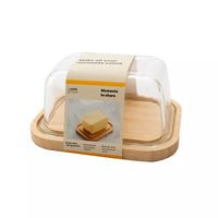 Bamboo butter dish with glass lid big FSC®