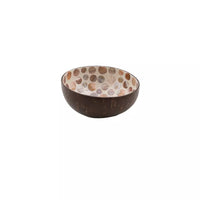 Coconut bowl with mother of pearl spheres natural