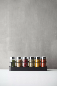 Wire étagère à épices avec 6 pots noir mat