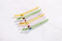 Set van 6 rietjes met fruit uit borosilicaatglas 16cm