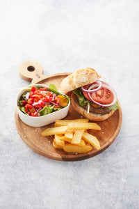 Hamburgerplank uit acaciahout rond ø 25cm FSC®