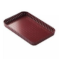 Fluted tart pan with removable base made of non-stick carbon steel 31x21x3cm