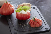 Planche à découper en fibre de bois avec rainure noir 37x27.5cm FSC®