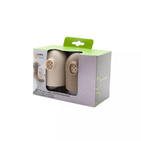 Set de salière et poivrière taupe/gris avec support