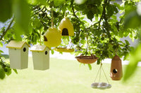 Bamboo fiber bird house taupe with ochre roof